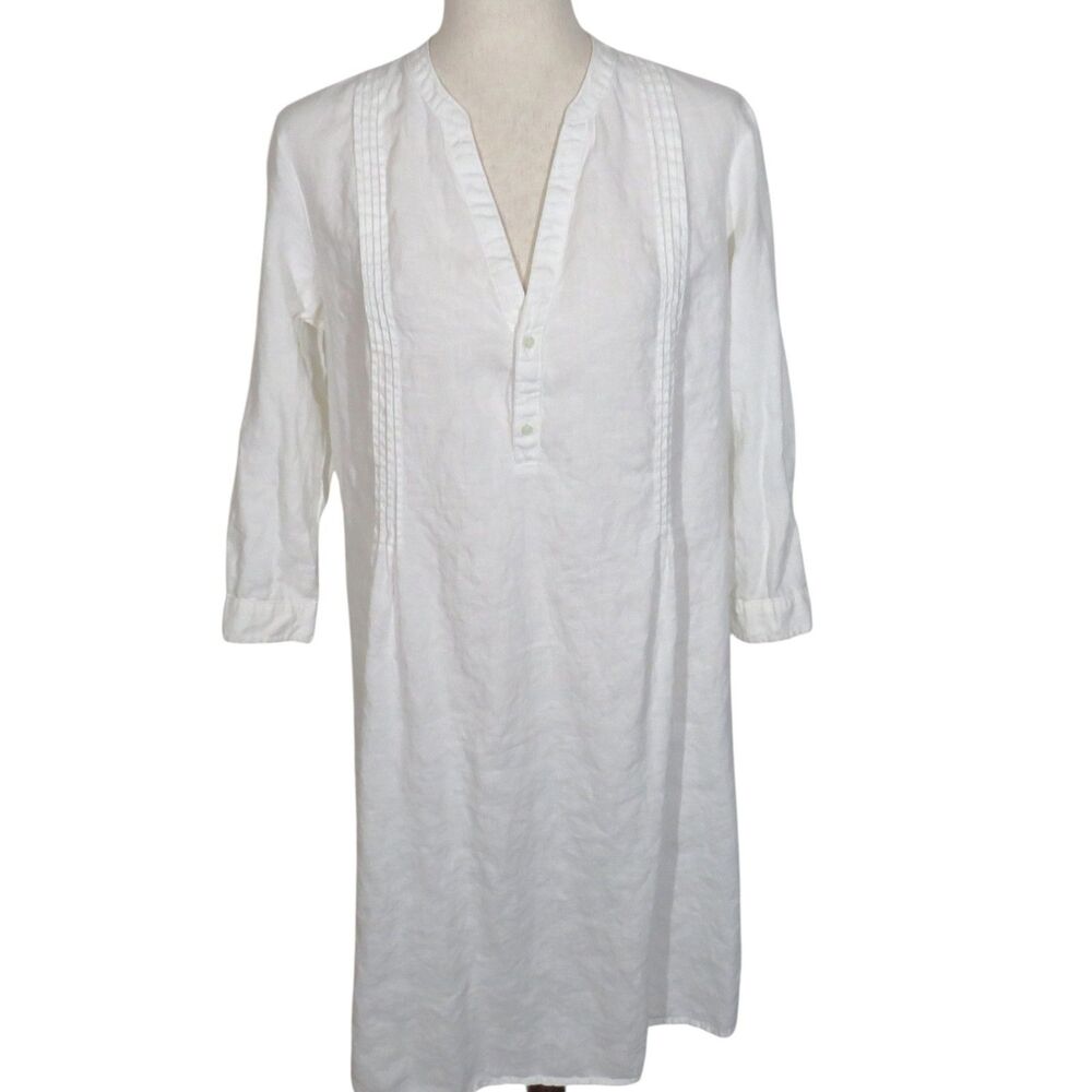 United Colors Of Benetton White Linen Dress Size Large - Picture 1 of 7